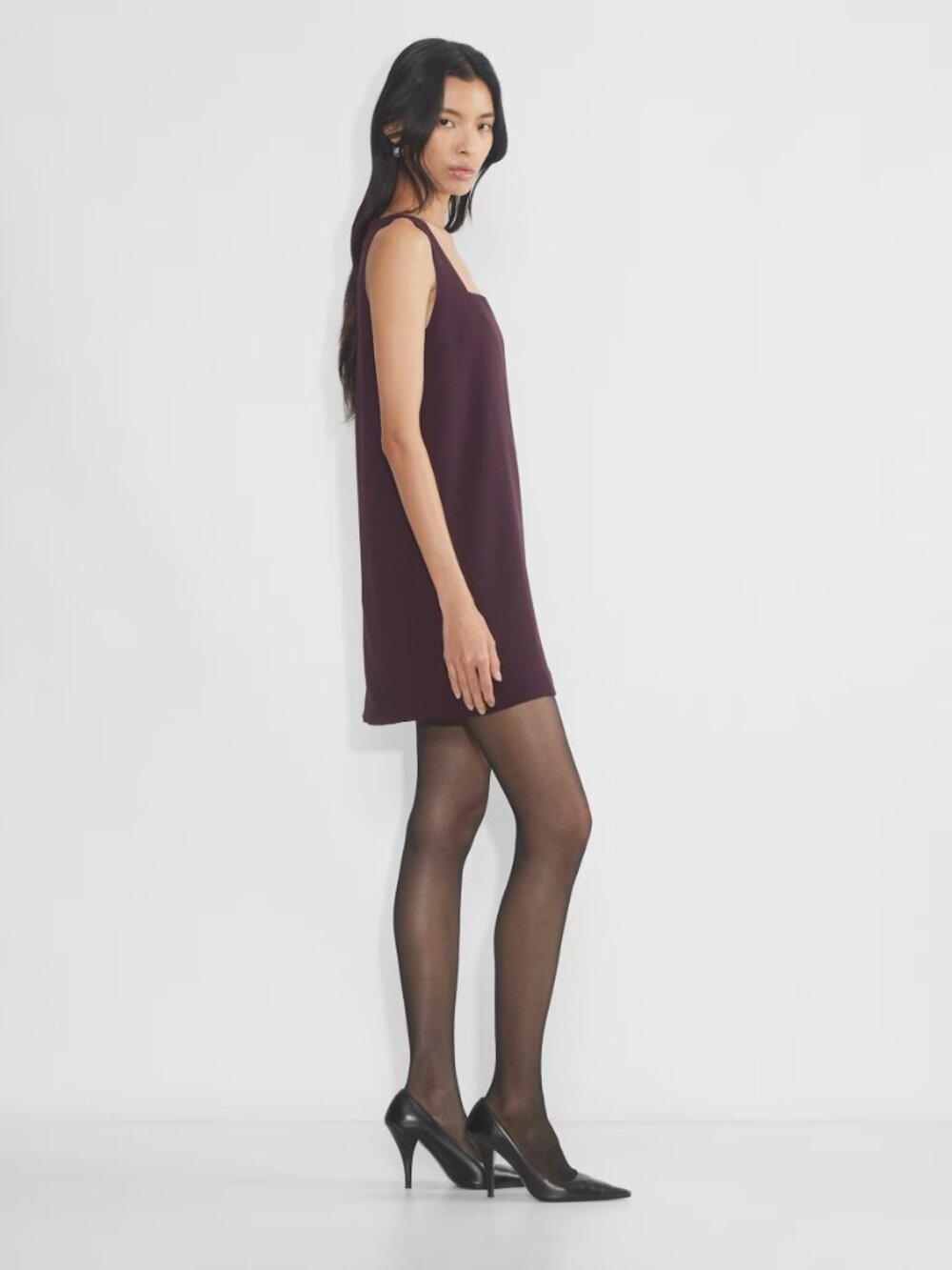 Aritzia Babaton Prestige Dress Squareneck Crepe Eggplant Purple Size Medium - Picture 4 of 8